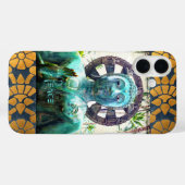Coques Case-Mate iPhone Peace Bouddha Turquoise Photo Avec Mosaïque Or (Verso (horizontal))