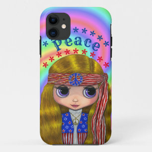Case-Mate iPhone Case Peace Hippie Chick Stars & Stripes jolie poupée