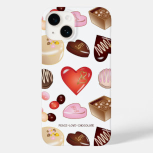 Coque Pour iPhone 14 Peace Love Chocolate Candy Coeur Motif