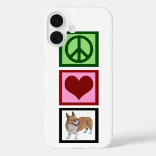 Coques iPhone 16 Peace Love Corgis