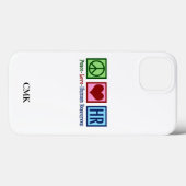 Coques Case-Mate iPhone Peace Love HR Cute Ressources humaines Monogramme (Verso (horizontal))
