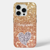 Coques Case-Mate iPhone Peach Bokeh Silver Parties scintillant Heart (Verso)