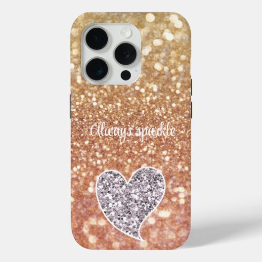 Coques Case-Mate iPhone Peach Bokeh Silver Parties scintillant Heart (Verso)