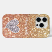 Coques Case-Mate iPhone Peach Bokeh Silver Parties scintillant Heart (Verso (horizontal))