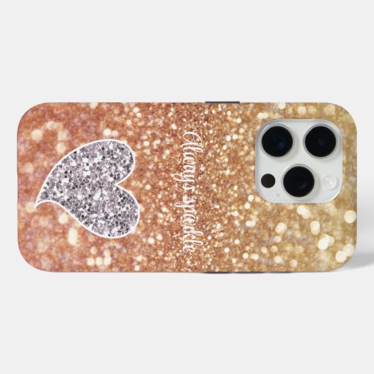 Coques Case-Mate iPhone Peach Bokeh Silver Parties scintillant Heart (Verso (horizontal))