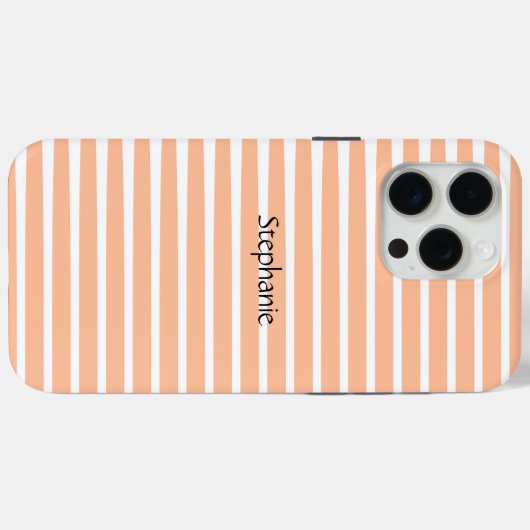 Coques Case-Mate iPhone Peach Fuzz Monogramme Nom personnalisé Stripes 202 (Verso (horizontal))