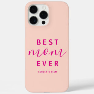 Coques iPhone 16 Pro Max Peach Moderne Meilleure Maman Jamais Hot Pink Scri