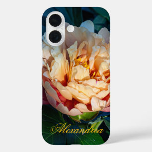 Coques iPhone 16 Peach Peony - Photographie romantique à fleurs