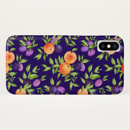 Coques Case-Mate iPhone Peaches Plums Purple Cute Fruit Motif botanique (Dos (Horizontal))