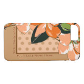 Coques Case-Mate iPhone Peachy Azaleas, Pois + Camel_Personnalisé (Dos (Horizontal))