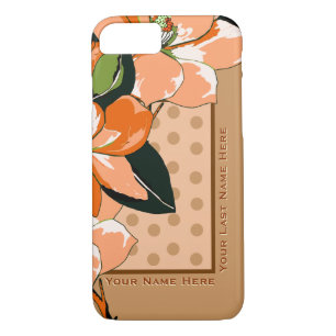 Coque iPhone 8/7 Peachy Azaleas, Pois + Camel_Personnalisé