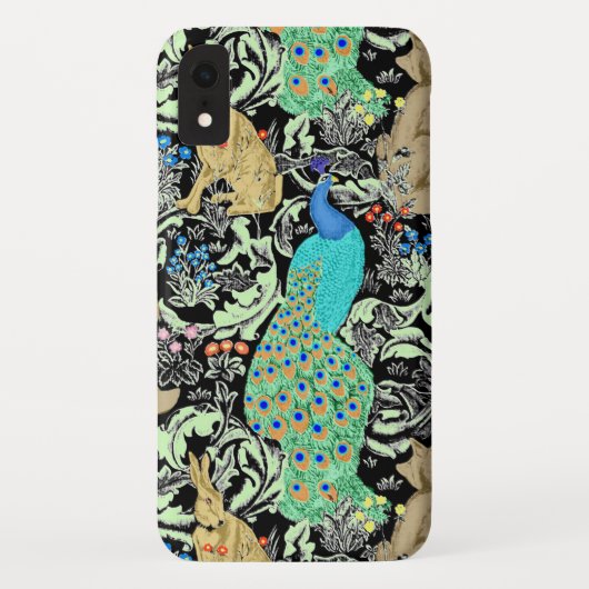 Coques Case-Mate iPhone Peacock Art Nouveau Impression, Turquoise & Neutra (Dos)