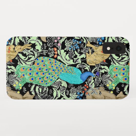 Coques Case-Mate iPhone Peacock Art Nouveau Impression, Turquoise & Neutra (Dos (Horizontal))