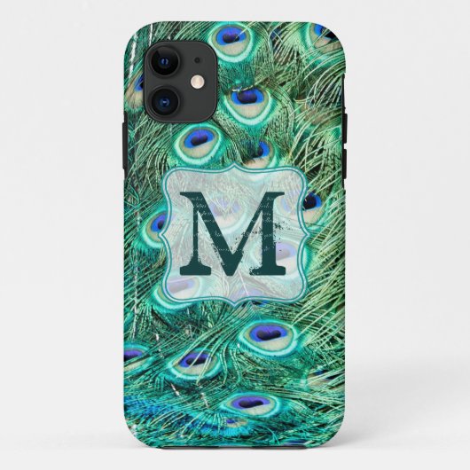 Coques Case-Mate iPhone Peacock Bird Feather Turquoise Monogramme IPHONE 5 (Dos)