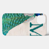 Coques Case-Mate iPhone Peacock Bird Feather Turquoise Turqu Monogram Coqu (Verso (horizontal))