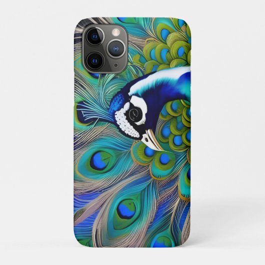 Coques Case-Mate iPhone Peacock blanc bleu et vert Piebald (Dos)