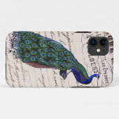 Coques Case-Mate iPhone Peacock bleu vintage français chic (Dos (Horizontal))