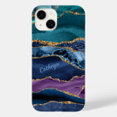 Coques Case-Mate iPhone Peacock Blue Gold Laced Abstrait (Verso)