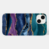 Coques Case-Mate iPhone Peacock Blue Gold Laced Abstrait (Verso (horizontal))