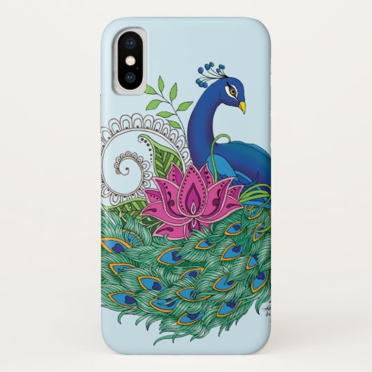 Coques Case-Mate iPhone Peacock Blue Lotus Fleur Henné (Dos)