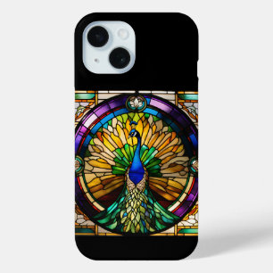 Coque Pour iPhone 15 Peacock en verre tendu