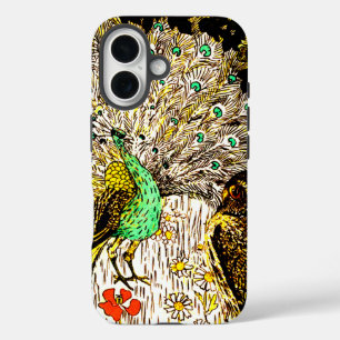 Coques iPhone 16 Peacock et Owls Art nouveau néerlandais