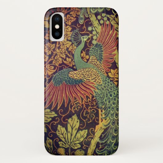 Coques Case-Mate iPhone Peacock feuille de chêne victorienne jacquard brun (Dos)