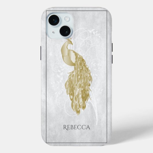 Coques Case-Mate iPhone Peacock Gold Elegant Personnalisé (Verso)