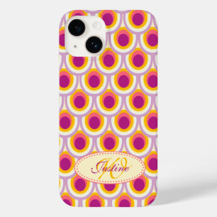 Coque Pour iPhone 14 Peacock motif jaune rose