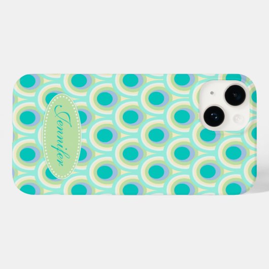 Coques Case-Mate iPhone Peacock motif menthe aqua nom vert (Verso (horizontal))