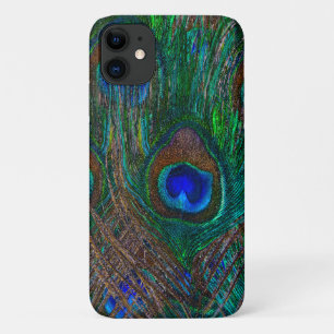 Coque iPhone 11 Peacock Oeil Bleu Plumes Décor Design