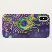 Coques Case-Mate iPhone Peacock pleurs avec les bijoux de Bokeh (Dos (Horizontal))