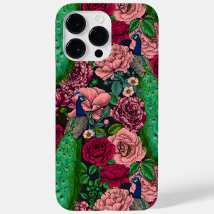 Coque Pour Pour iPhone 14 Pro Max Peacocks dans le jardin rose 2