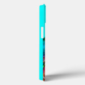 Coques Case-Mate iPhone PEACOCKS EN AMOUR MONOGRAM Turquoise Bleu (Verso / Droite)