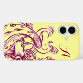 Coques Case-Mate iPhone PEACOCKS EN AMOUR MONOGRAM violet jaune (Verso (horizontal))