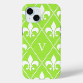 Coques Case-Mate iPhone Pear Fleur de Lis avec monogramme (Verso)