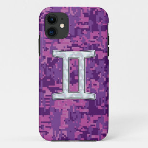 Coque iPhone 11 Pearl Like Gemini Zodiac Sign on Digital Camo