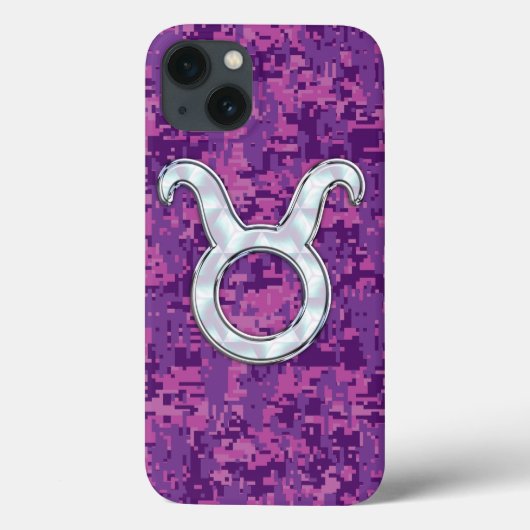 Coques Case-Mate iPhone Pearle comme Taurus Zodiac Sign Fuchsia Camo numér (Verso)