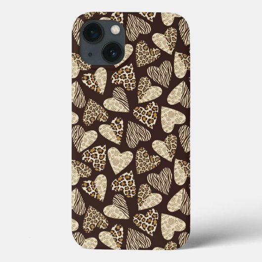 Coques Case-Mate iPhone Peau d'animal aux coeurs (Verso)