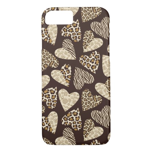 Coques Case-Mate iPhone Peau d'animal avec des coeurs (Dos)
