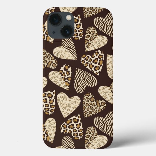 Coques Case-Mate iPhone Peau d'animal avec des coeurs (Verso)