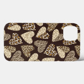Coques Case-Mate iPhone Peau d'animal avec des coeurs (Verso (horizontal))