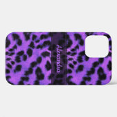 Coques Case-Mate iPhone Peau de léopard de neige violet Imprimer, Nom pers (Verso (horizontal))