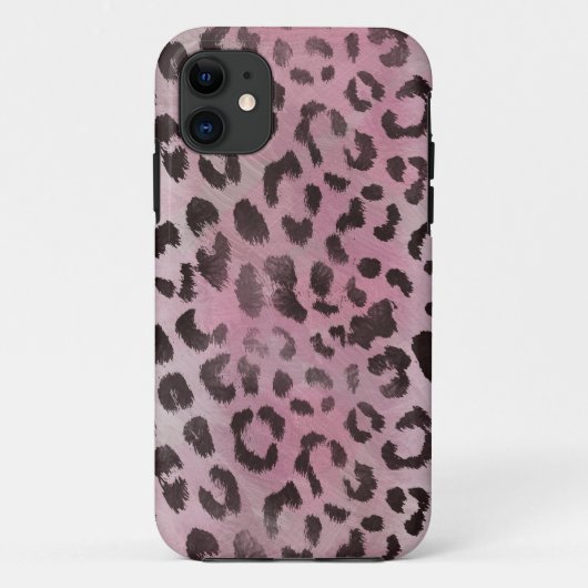 Coques Case-Mate iPhone Peau de léopard en rose rose (Dos)