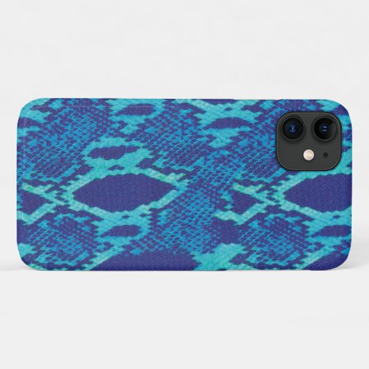 Coques Case-Mate iPhone Peau de serpent en bleu (Dos (Horizontal))