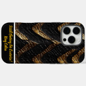 Coques Case-Mate iPhone Peau de serpent : noir et or complexes (Verso (horizontal))