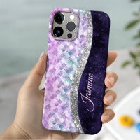 Peau de sirène violet argent faux strass monogramm