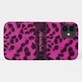 Coques Case-Mate iPhone Peau léopard de neige rose Imprimer, Nom Personnal (Dos (Horizontal))
