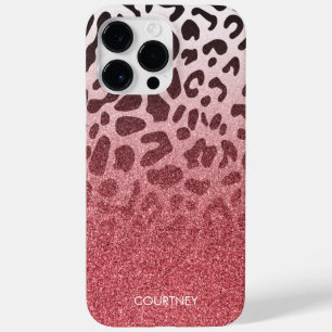 Coque Pour Pour iPhone 14 Pro Max Peau léopard de Parties scintillant rose