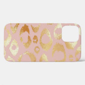 Coques Case-Mate iPhone Peau léopard, texture or rose (Verso (horizontal))